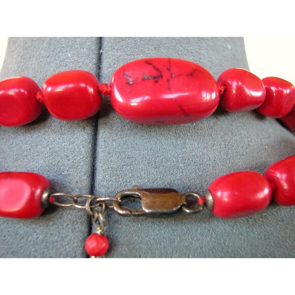 Vintage Single Strand Red Coral Bead Necklace 34" - Picture 3 of 3